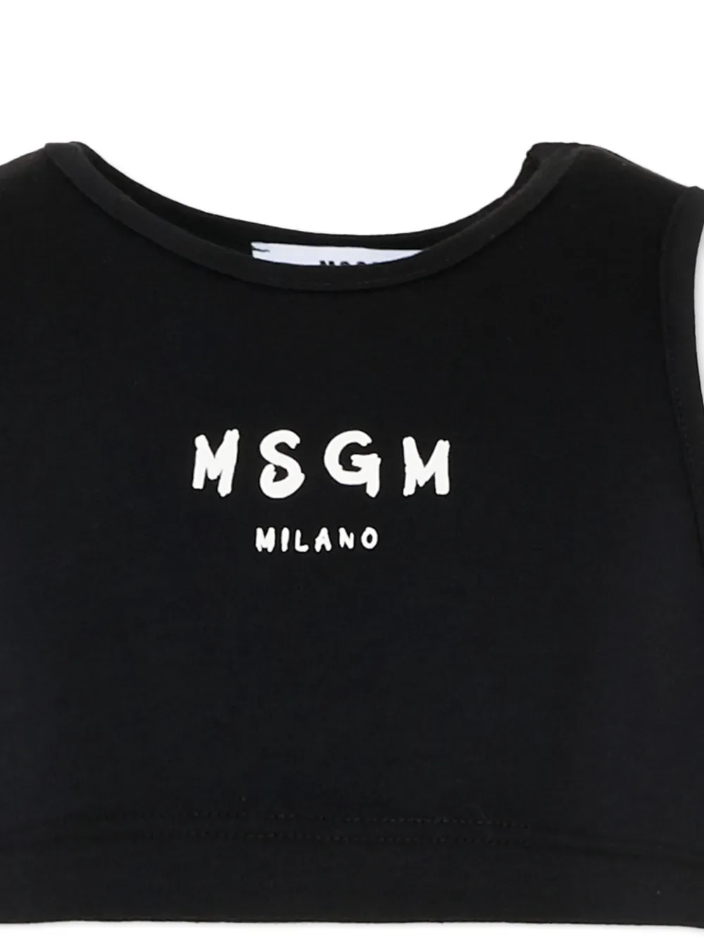 Укороченная майка без рукавов с логотипом MSGM Kids, черный — фото 3