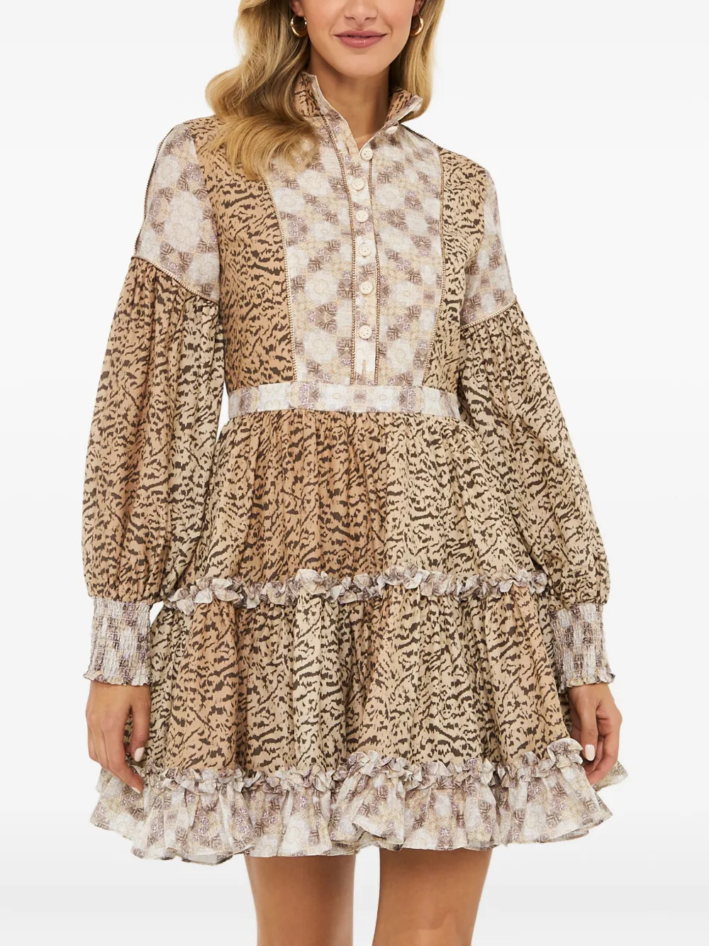 

Мини-платье с эйфоричным узором Ixiah, коричневый