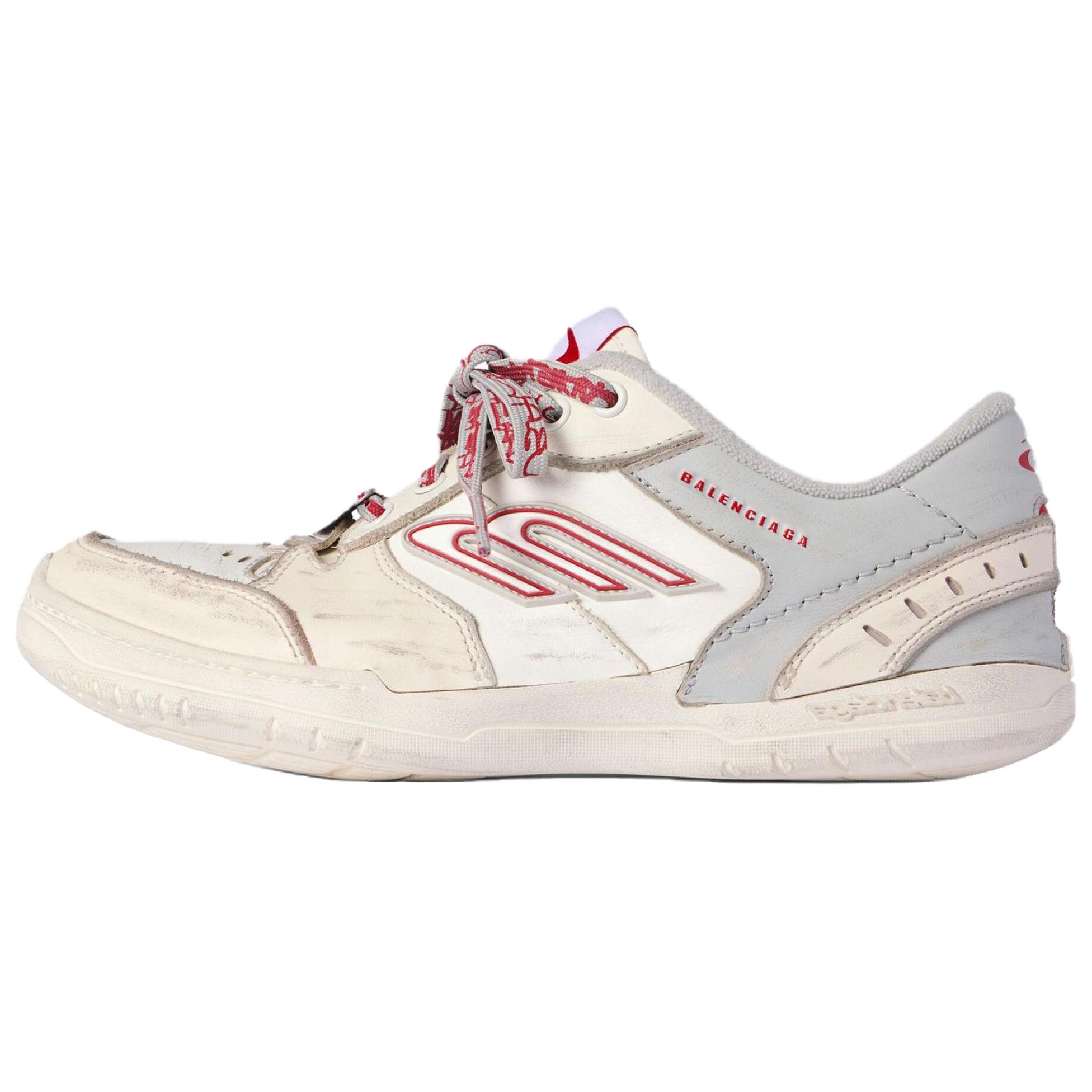 Balenciaga Hamptons Worn Out Cow Leather Low top Casual Shoes Women's Ecru