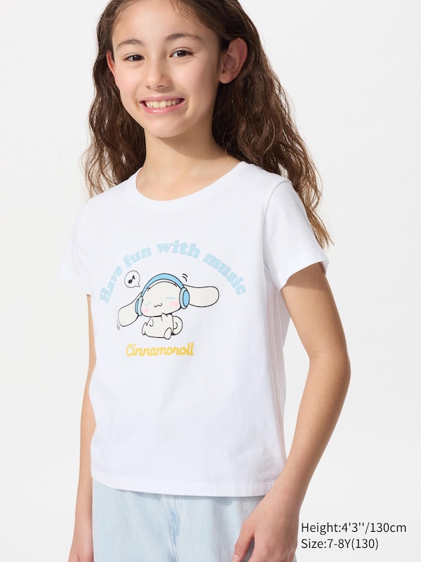 

Укороченная футболка с графическими персонажами Sanrio Uniqlo, белый
