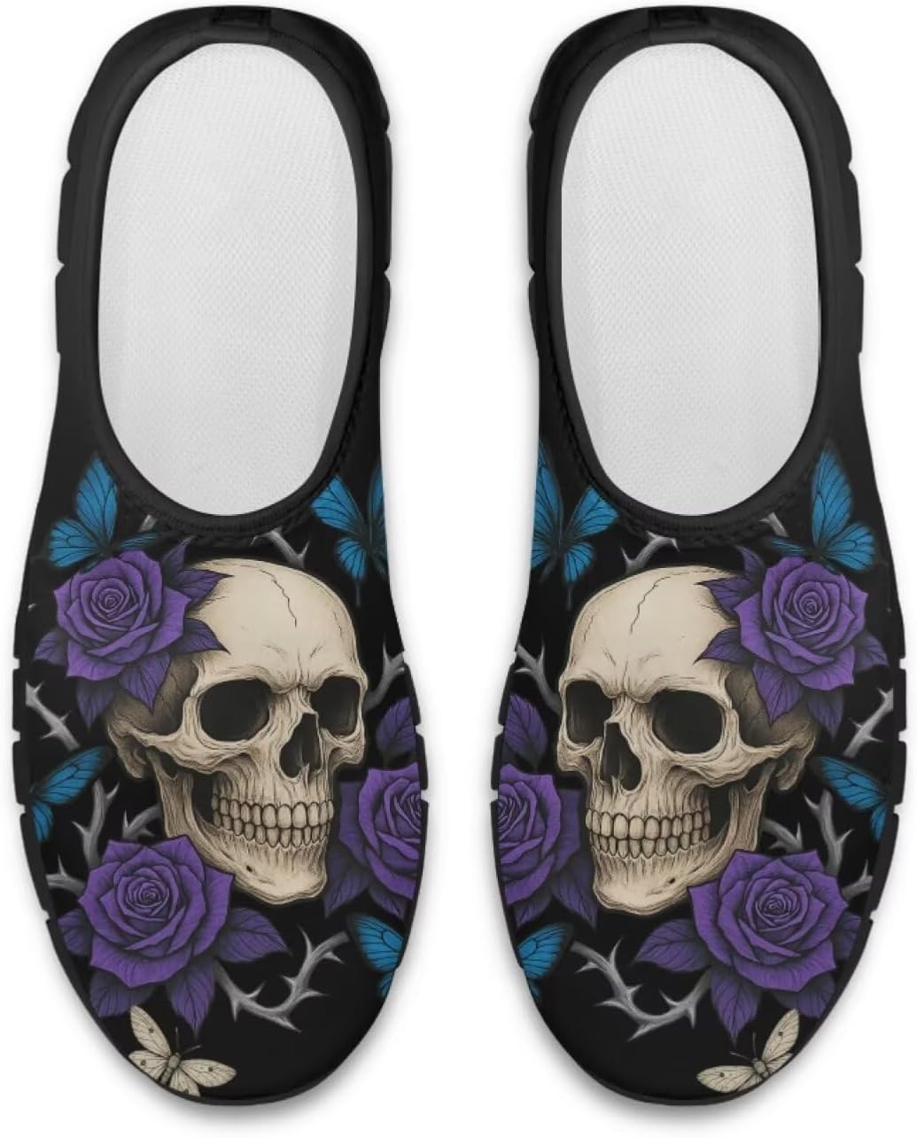 

Мокасины с принтом черепа Hsaiyjsp для мужчин и женщин, кроссовки без шнурков, дышащие обувь для бега и ходьбы, фиолетовый