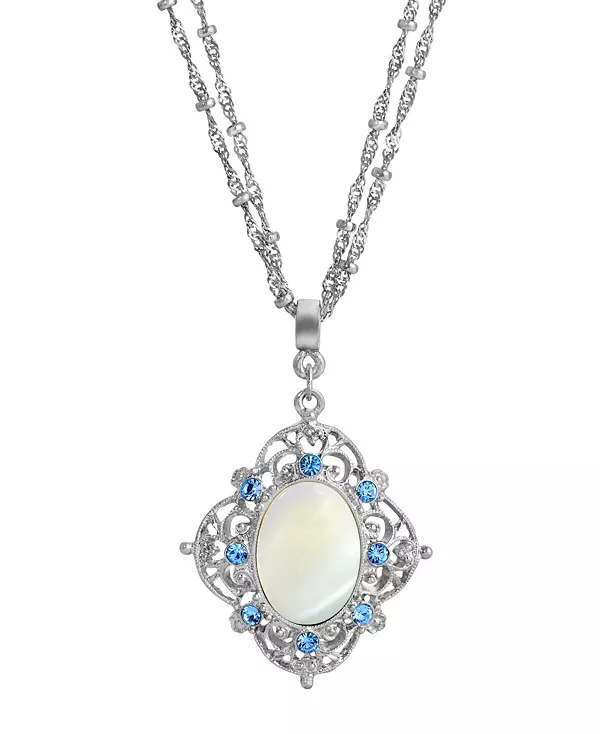 

Ожерелье из серебристо-голубого и перламутрового оттенков 2028, white