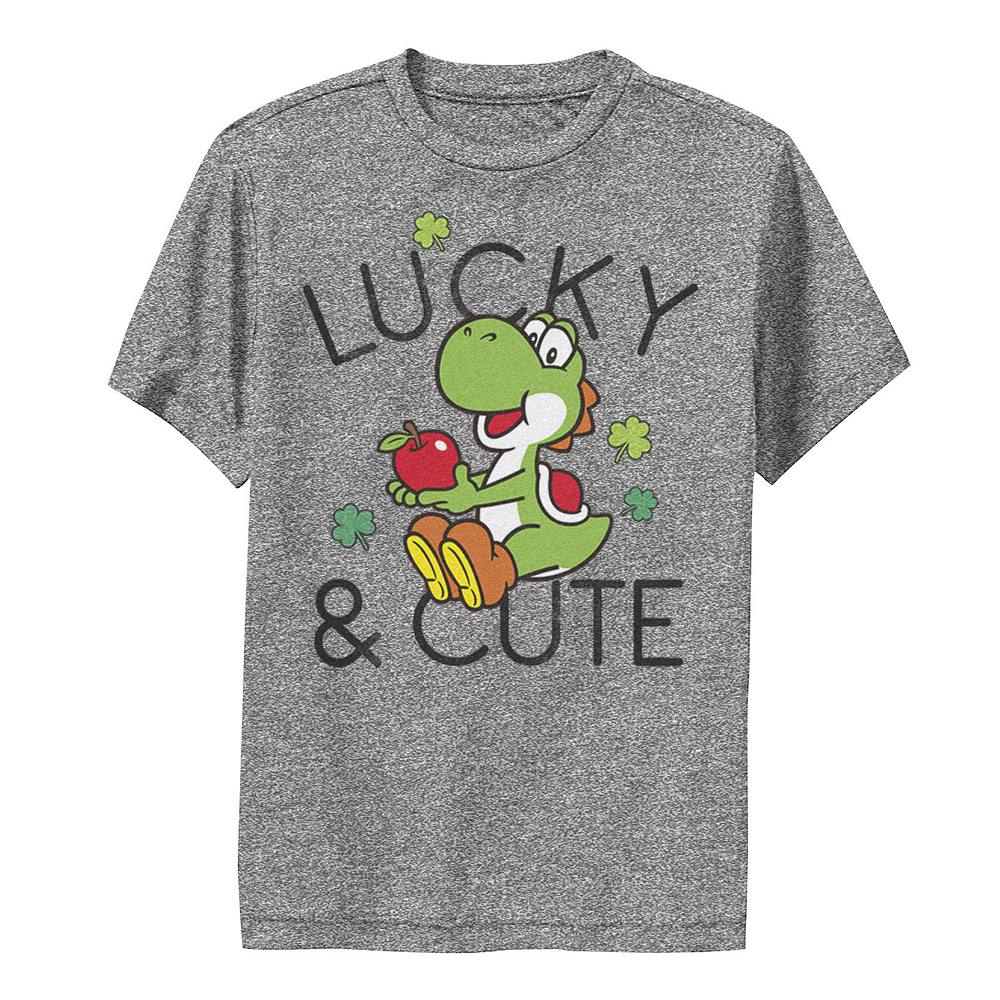 

Футболка с милым рисунком Lucky & Cute для мальчиков Nintendo Super Mario Yoshi 8–20 лет Licensed Character, цвет Charcoal Heather