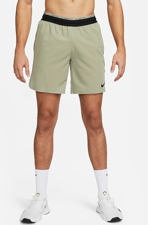 Мужские тренировочные шорты Nike Dri Fit Flex Rep Pro Collection без подкладки, нейтральный оливковый/черный, Neutral Olive/Black — фото 2