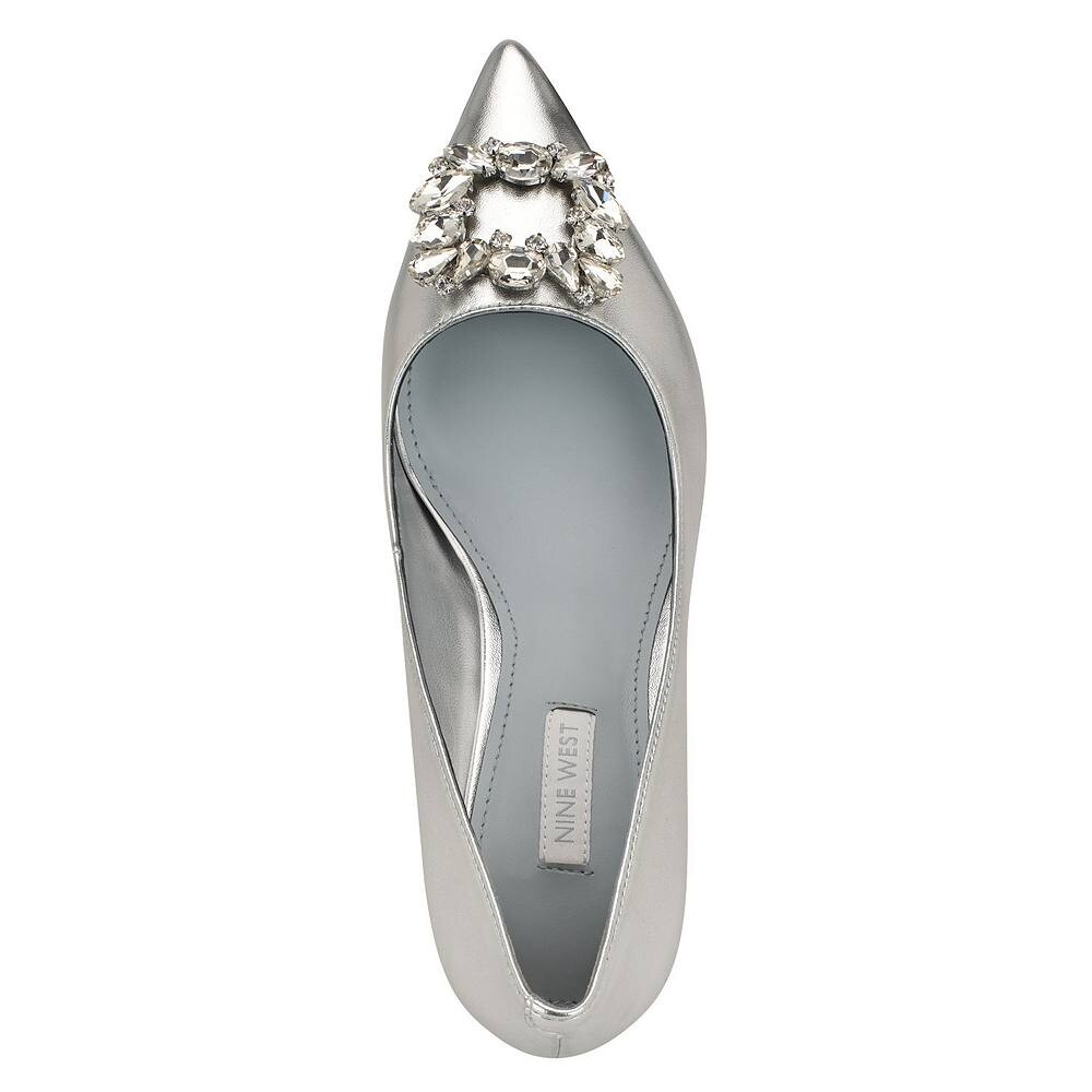Женские свадебные туфли-лодочки Nine West Avolon с острым носком и украшением, цвет Silver — фото 4