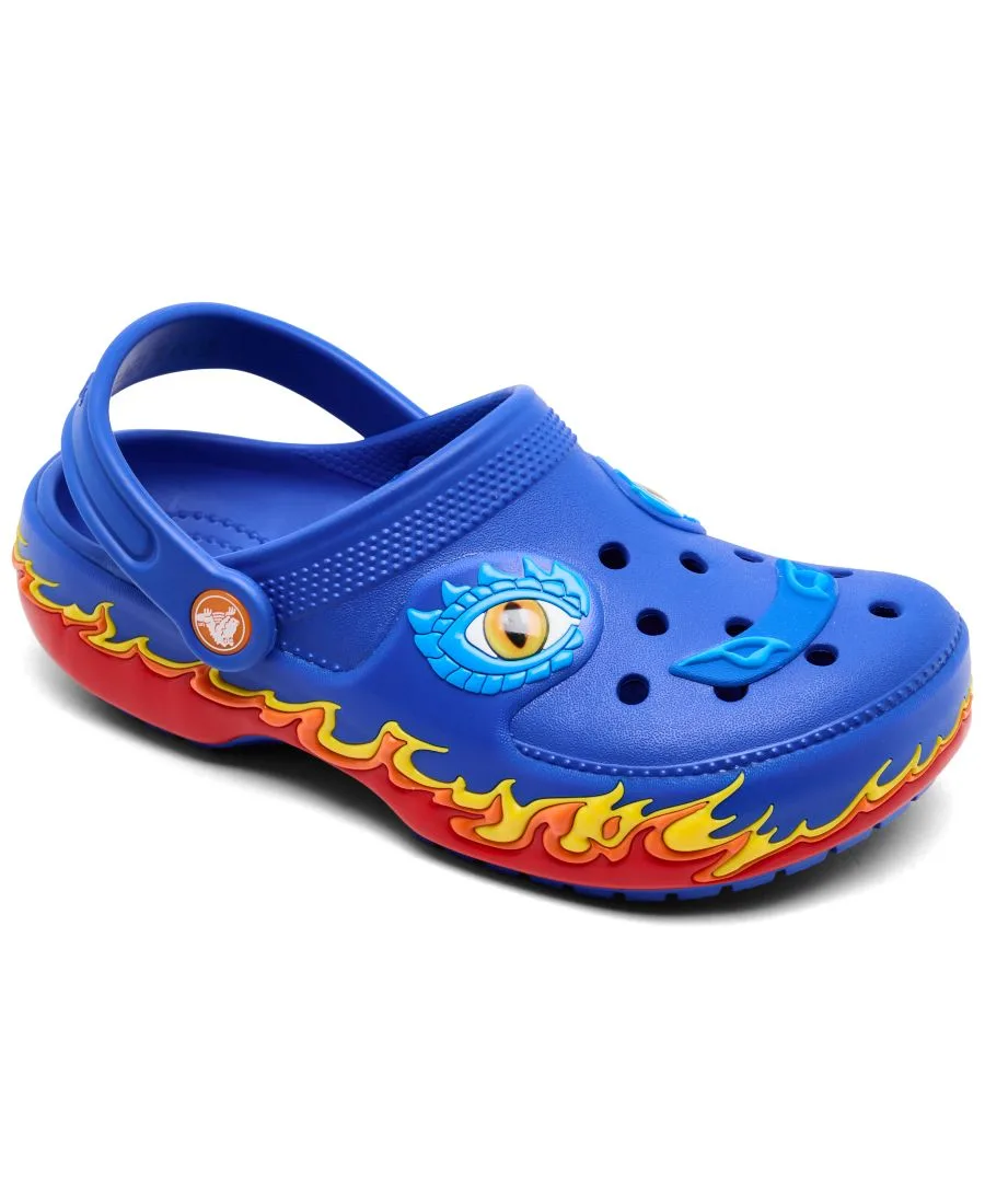 Детские классические сабо Finish Line с подсветкой в виде дракона Crocs, синий, красный
