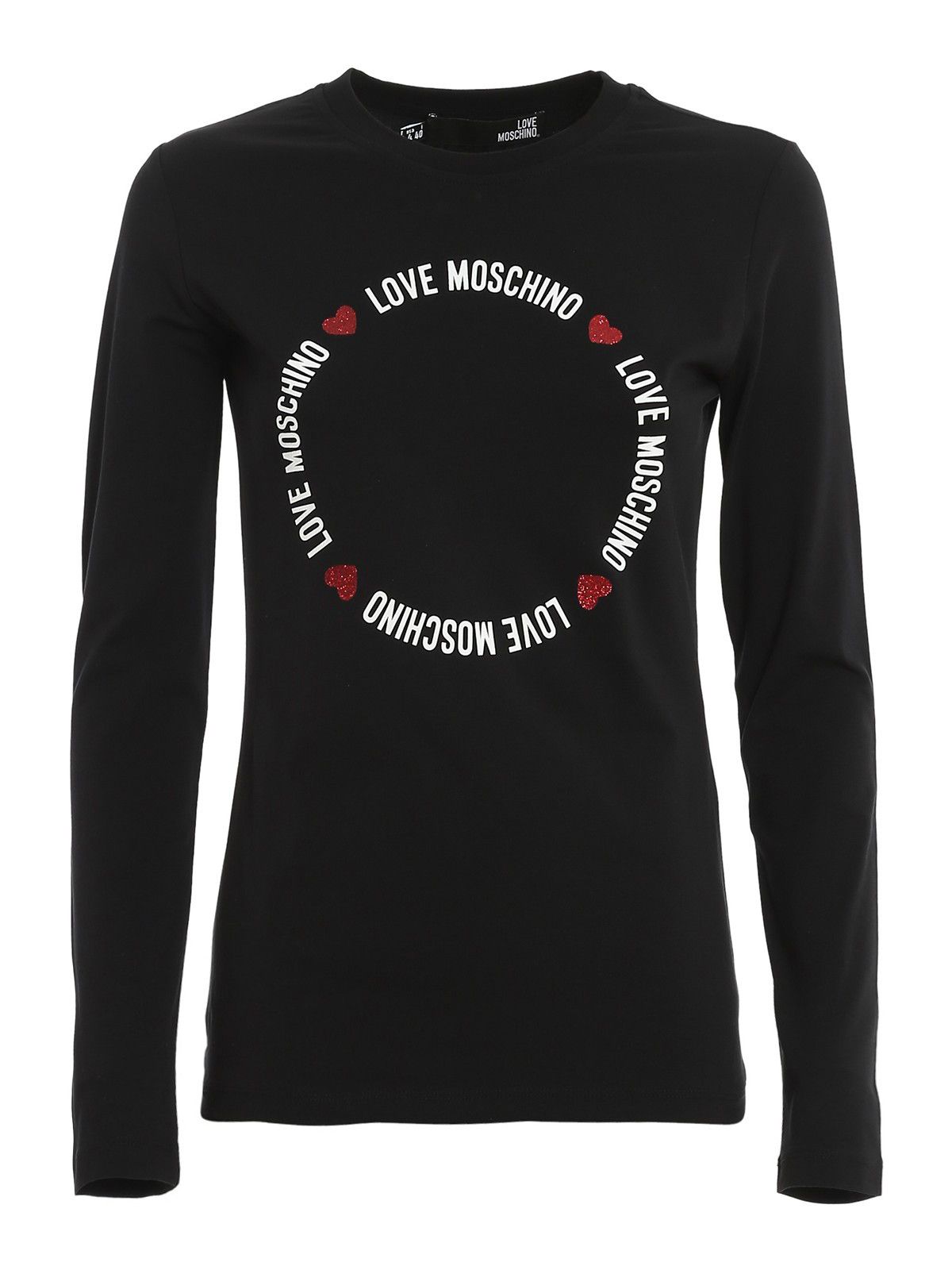 

Футболка из эластичного хлопка с логотипом Chic Hearts LOVE MOSCHINO, черный