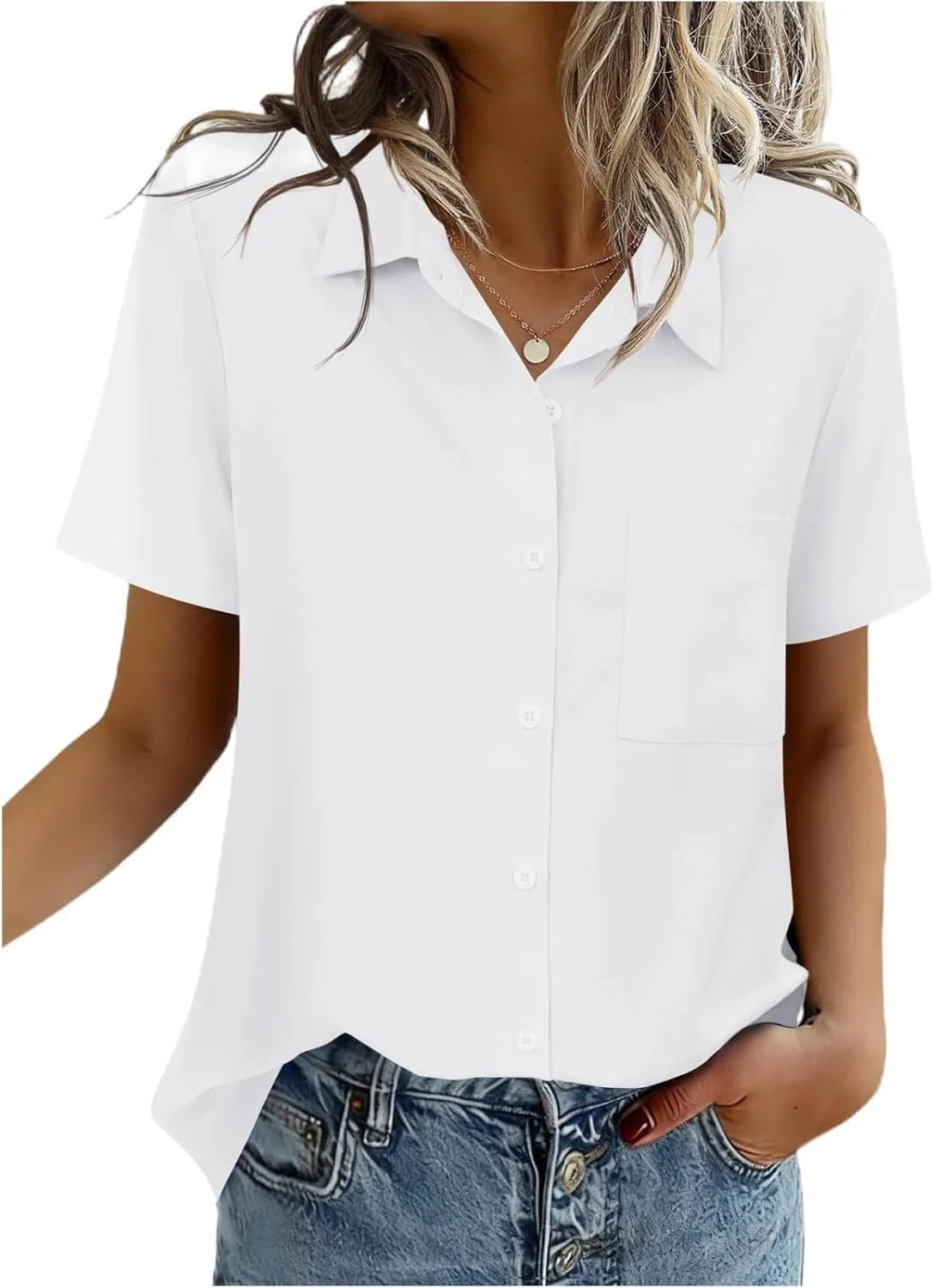 Блуза женская с принтом, Polyester, 1-white