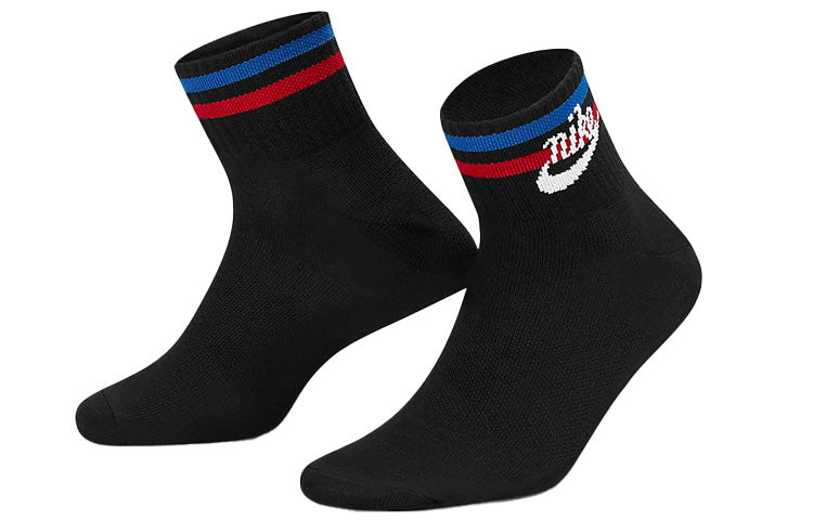 Носки Nike Everyday Ankle Alphabet Logo Pattern Casual Sports Socks 3 Pairs Black, черный — фото 3