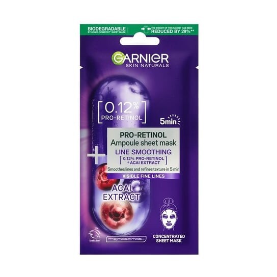 

Разглаживающая ампула в тканевой маске с проретинолом, 19 г Garnier, Pro-Retinol Ampoule Sheet Mask