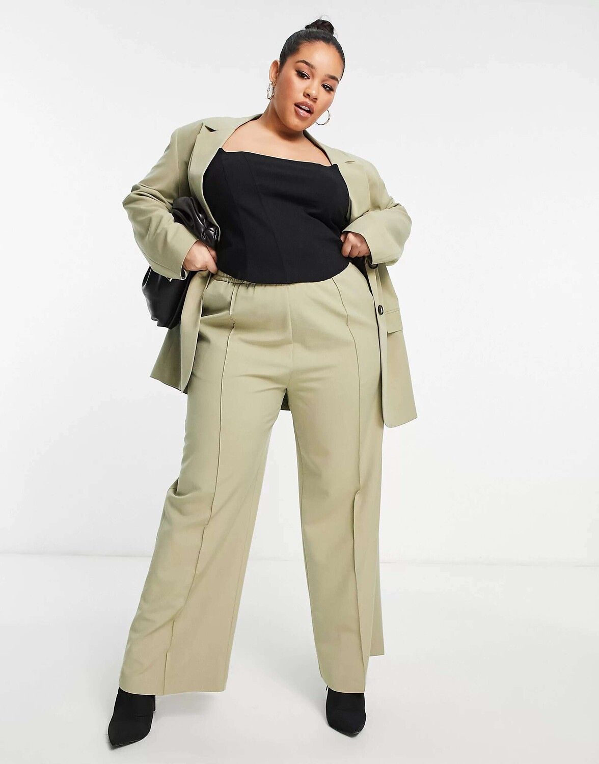 

Салатовые брюки с эластичной резинкой на талии ASOS Curve, Зеленый, Салатовые брюки с эластичной резинкой на талии ASOS Curve
