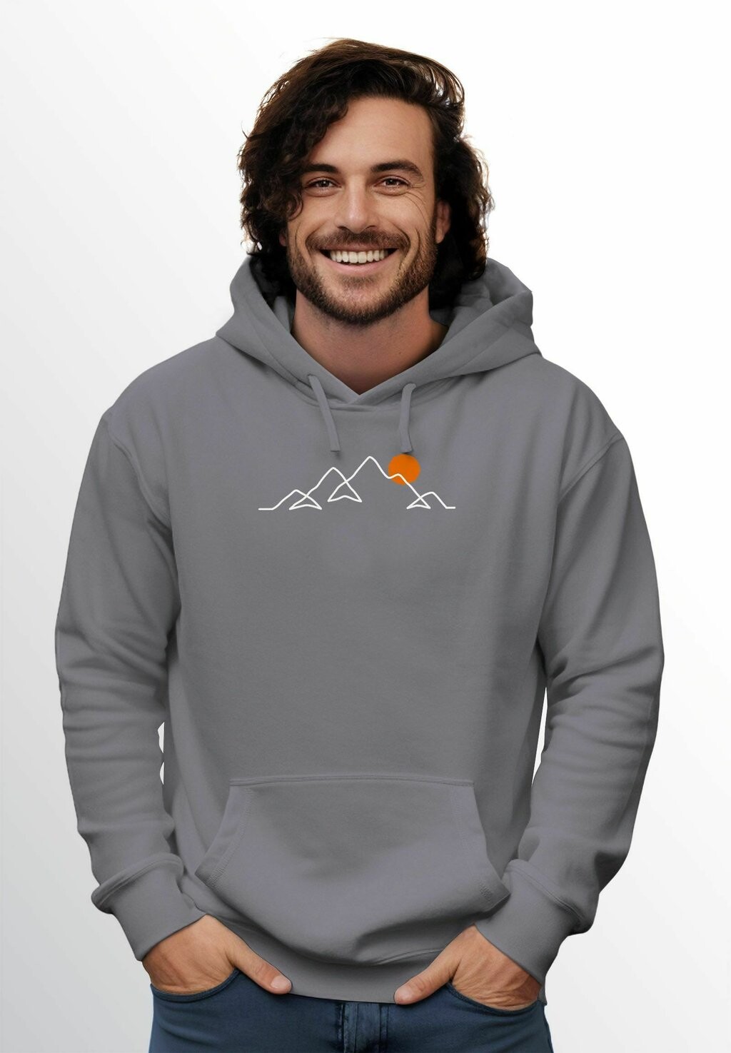 

Толстовка с капюшоном FRONTPRINT LINE-ART BERGE WANDERN NATUR OUTDOOR FASHION Neverless, серый