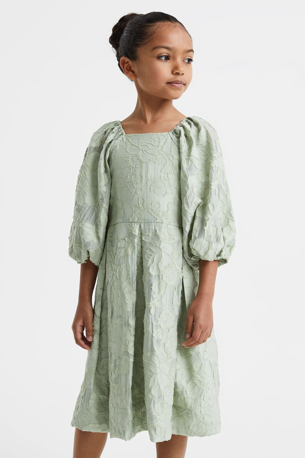 Жаккардовое платье Thea с объемными рукавами Reiss, мультиколор — фото 3