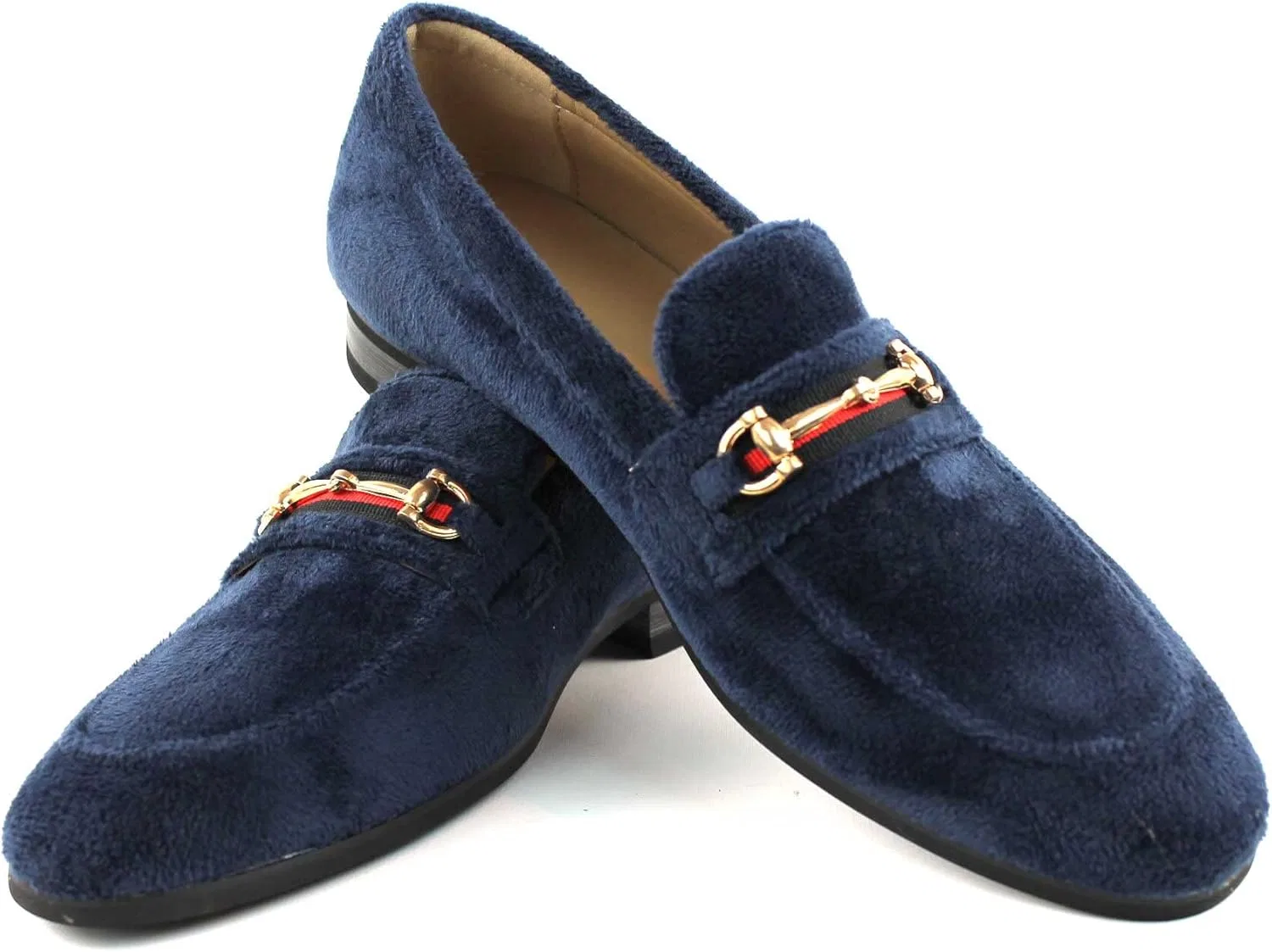 Лоферы синие вельветовые с золотой пряжкой, Navy Blue AZAR MAN — фото 3