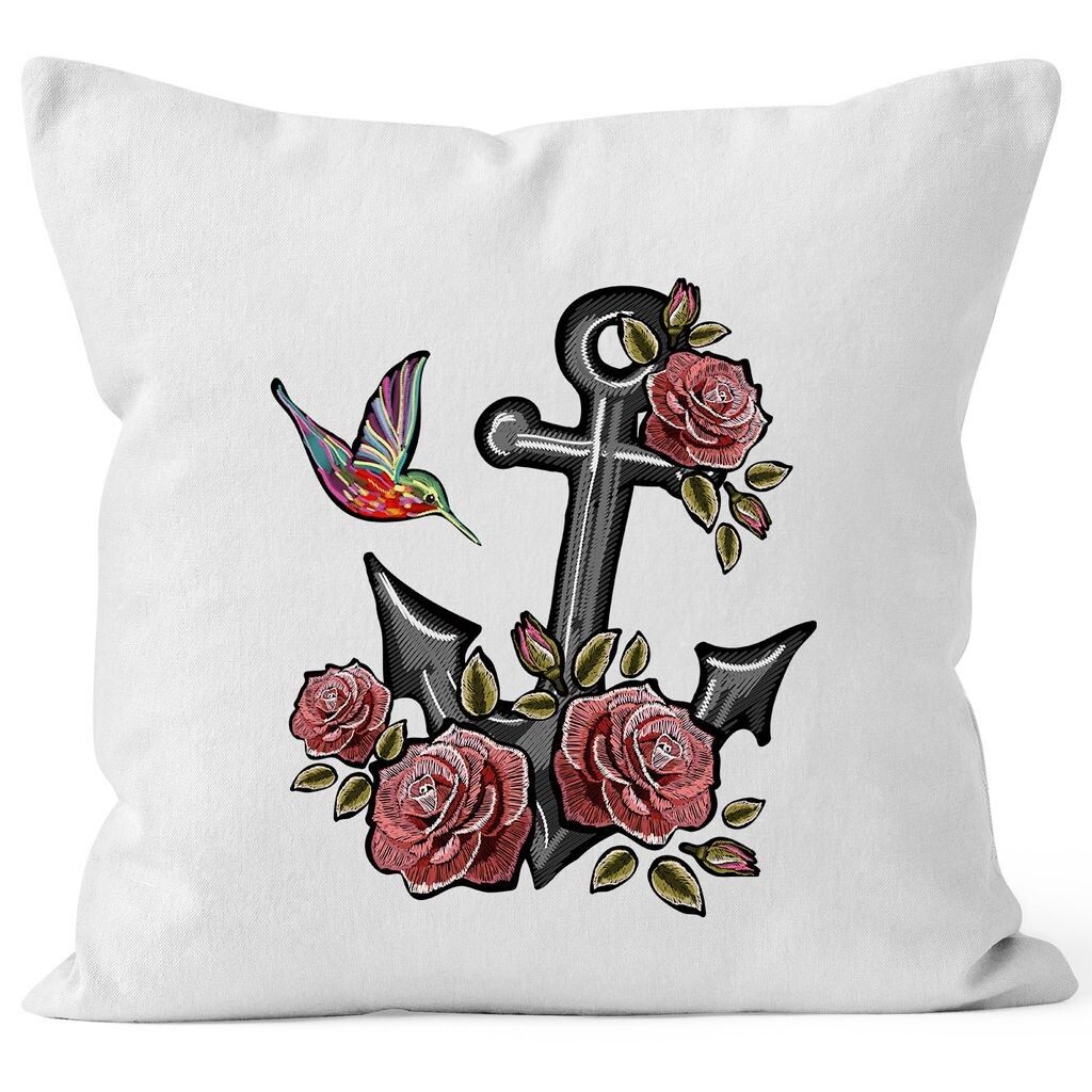 

Чехол на подушку якорь розы птица колибри тропический якорь вышитая нашивка чехол на подушку декоративная подушка хлопок Autiga белый униразмер