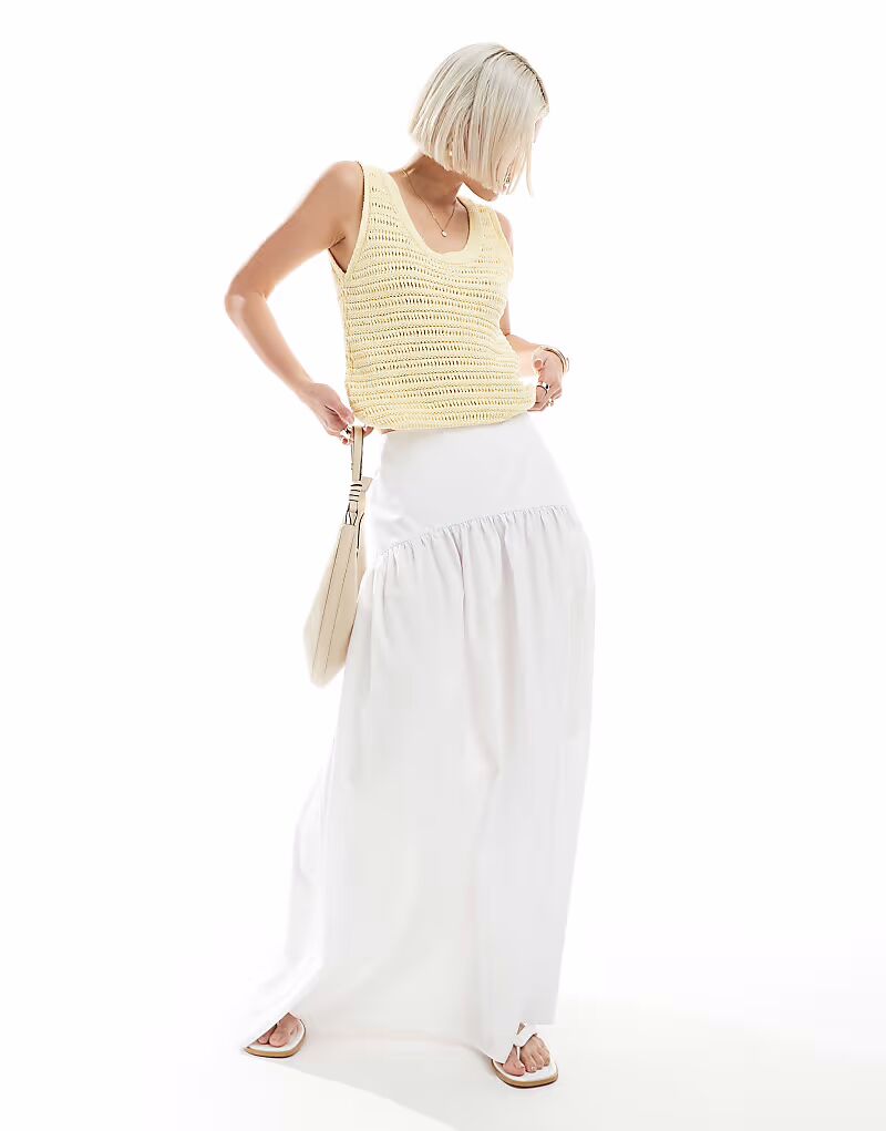 

Длинная юбка ASOS DESIGN с заниженной талией белого цвета
