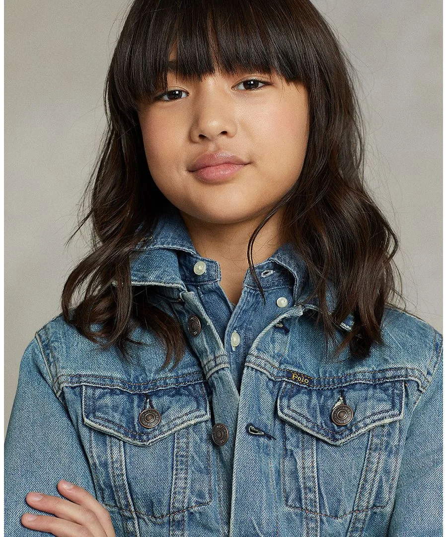 Джинсовая куртка-тракер для девочек 7-16 лет Polo Ralph Lauren, denim синий — фото 3