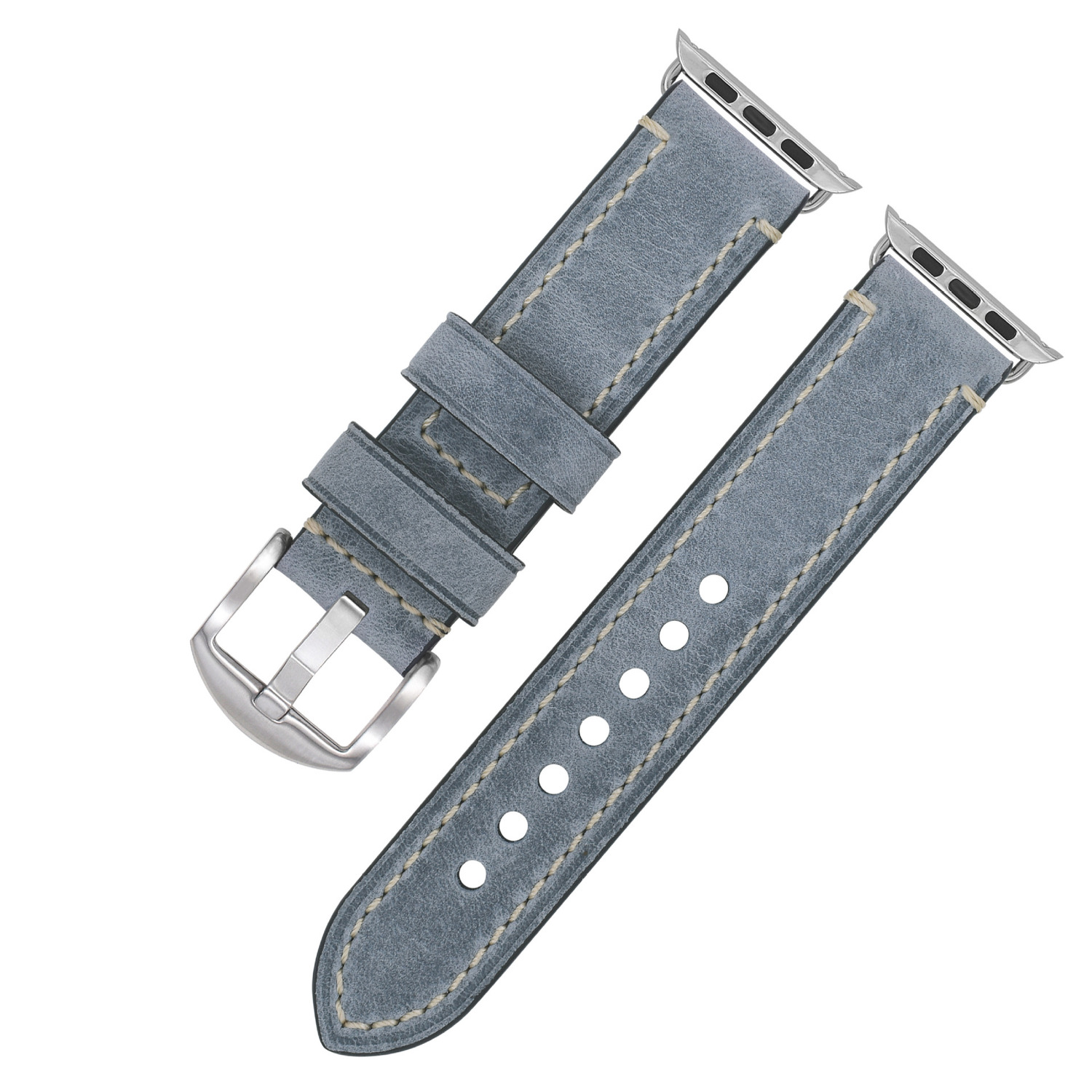 

Ремень IBOANN из натуральной кожи Crazy Horse с серо-зеленой стальной пряжкой, совместимый с Apple Watch, длина 205 мм