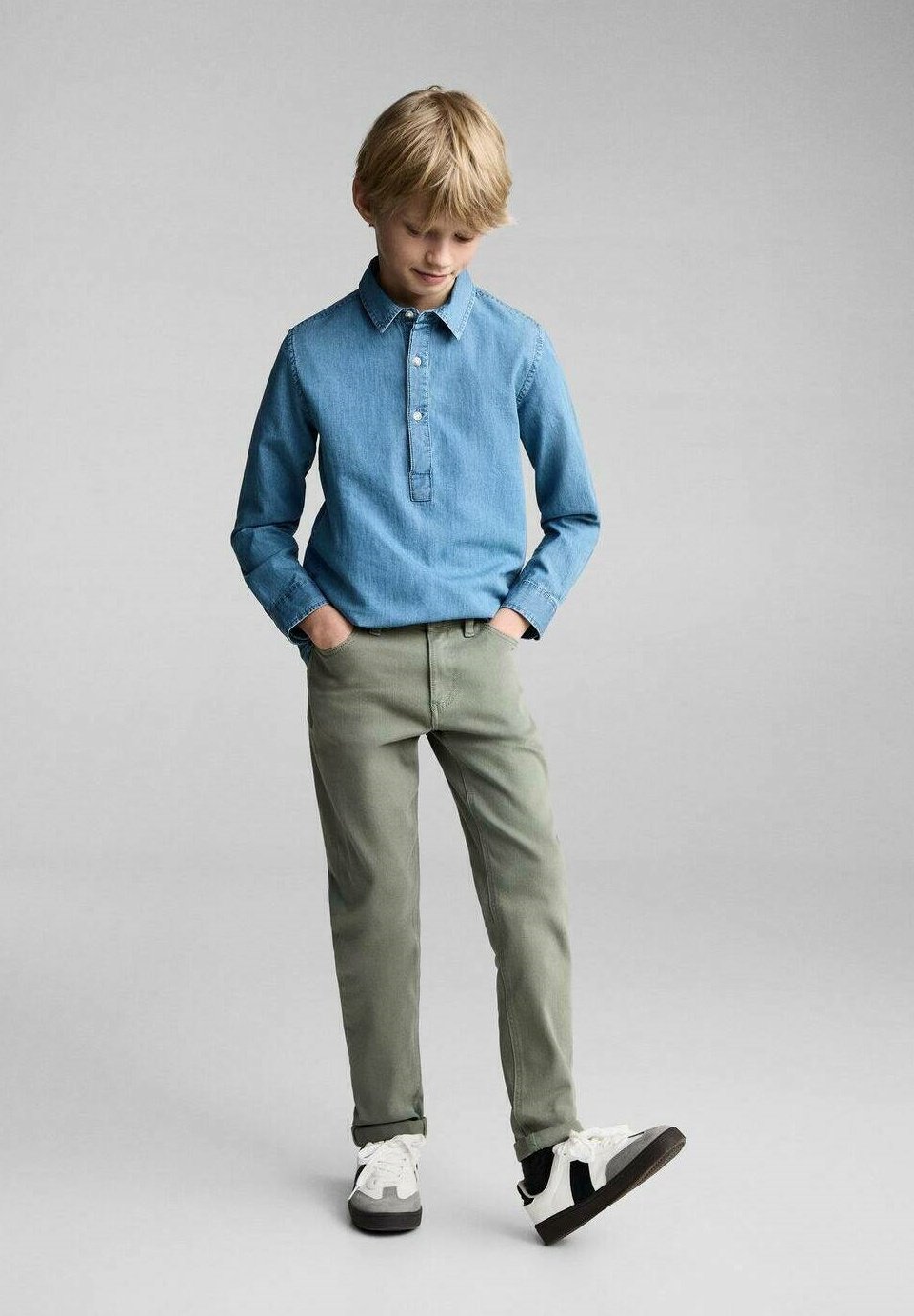 

Зауженные джинсы Mango Kids, хаки