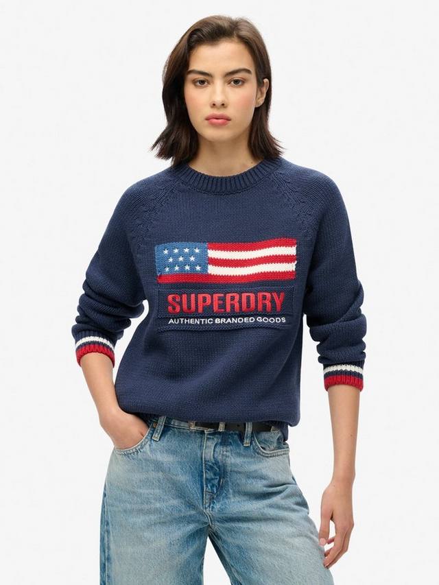 

Джемпер ручной вязки americana Superdry, цвет Eclipse Navy