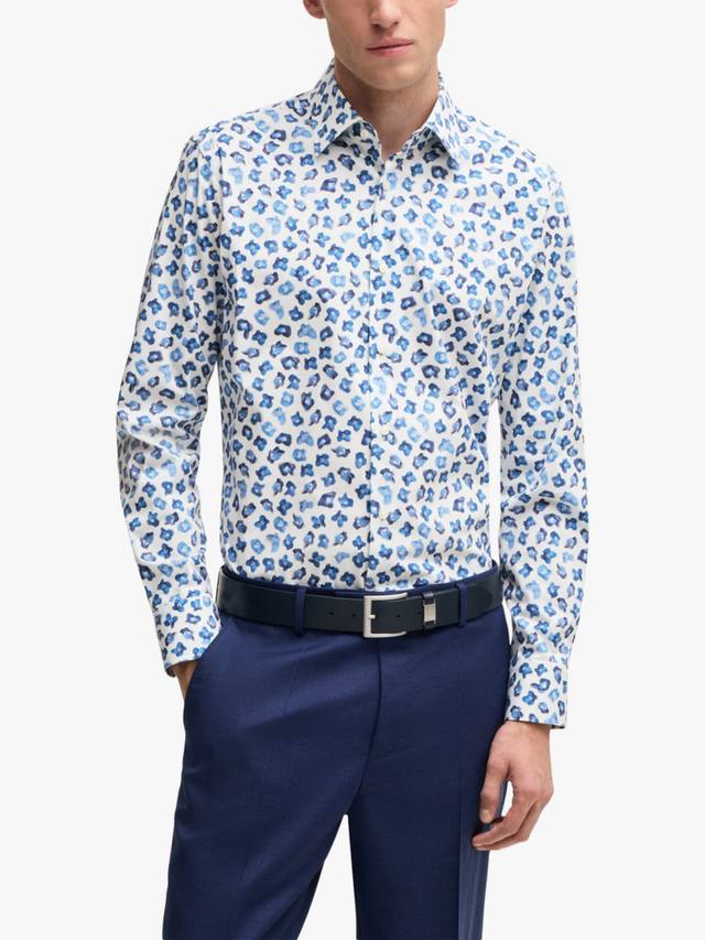 

BOSS хлопковая рубашка Regular Fit с абстрактным принтом HUGO BOSS, Light/Pastel Blue