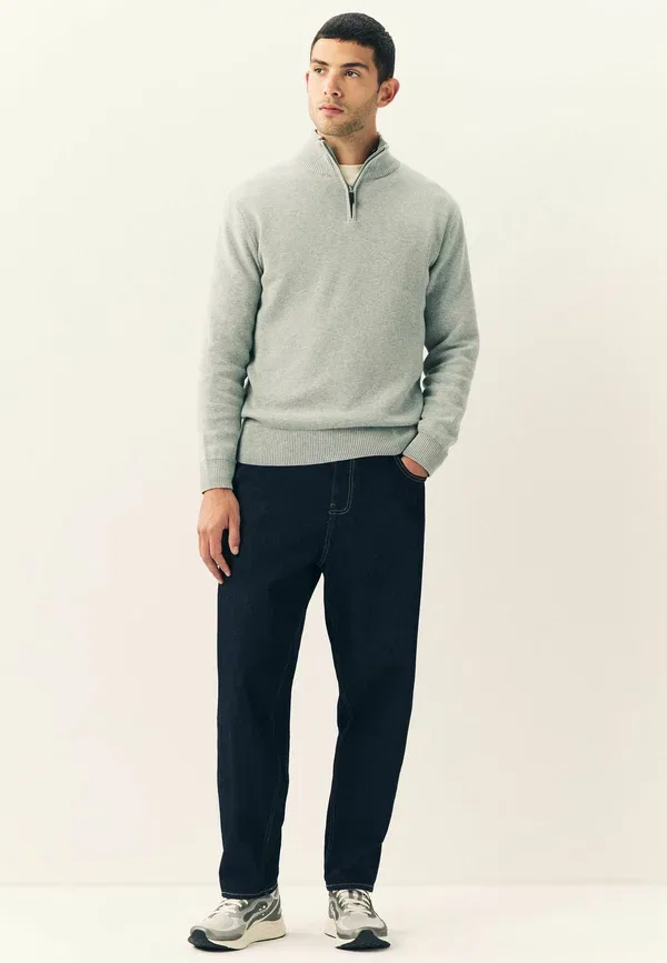 Джемпер Next Tall fit regular fit premium quarter zip, светло-серый — фото 2