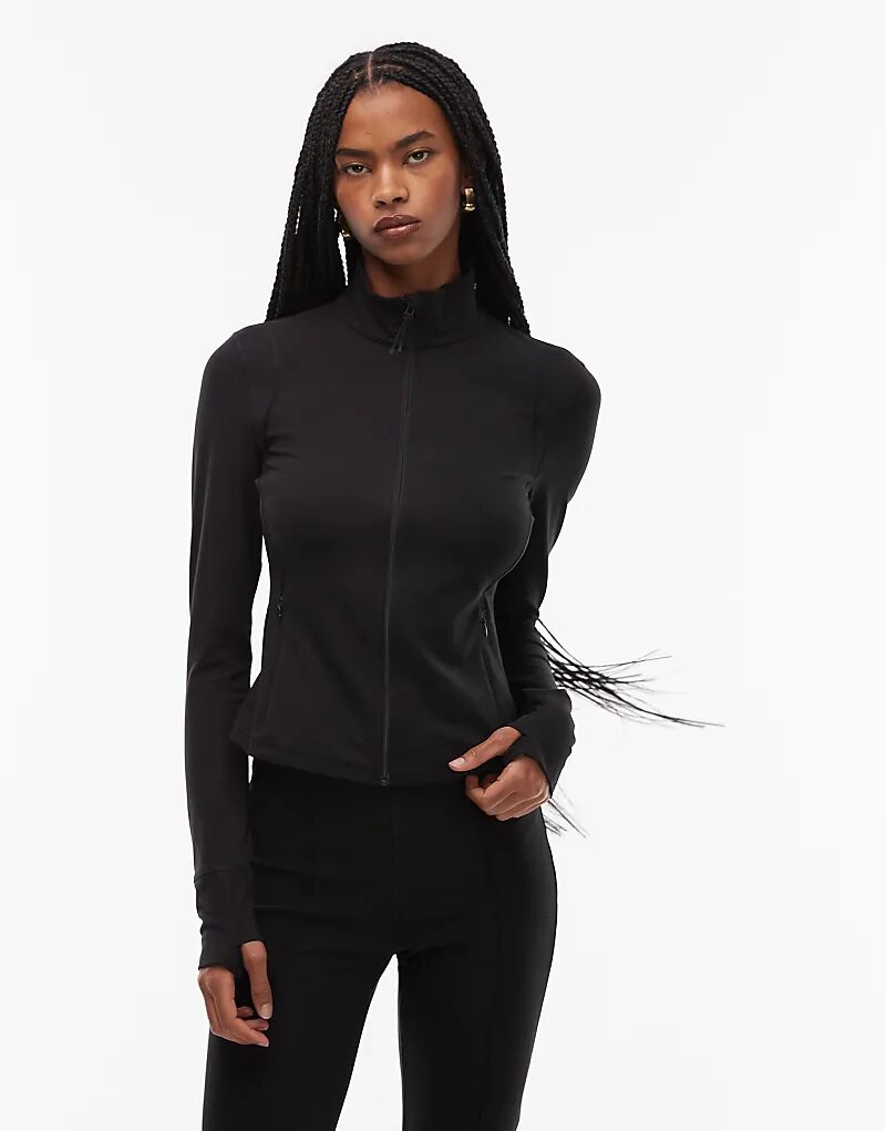 

Спортивная приталенная куртка ARKET с застежкой-молнией спереди, черного цвета