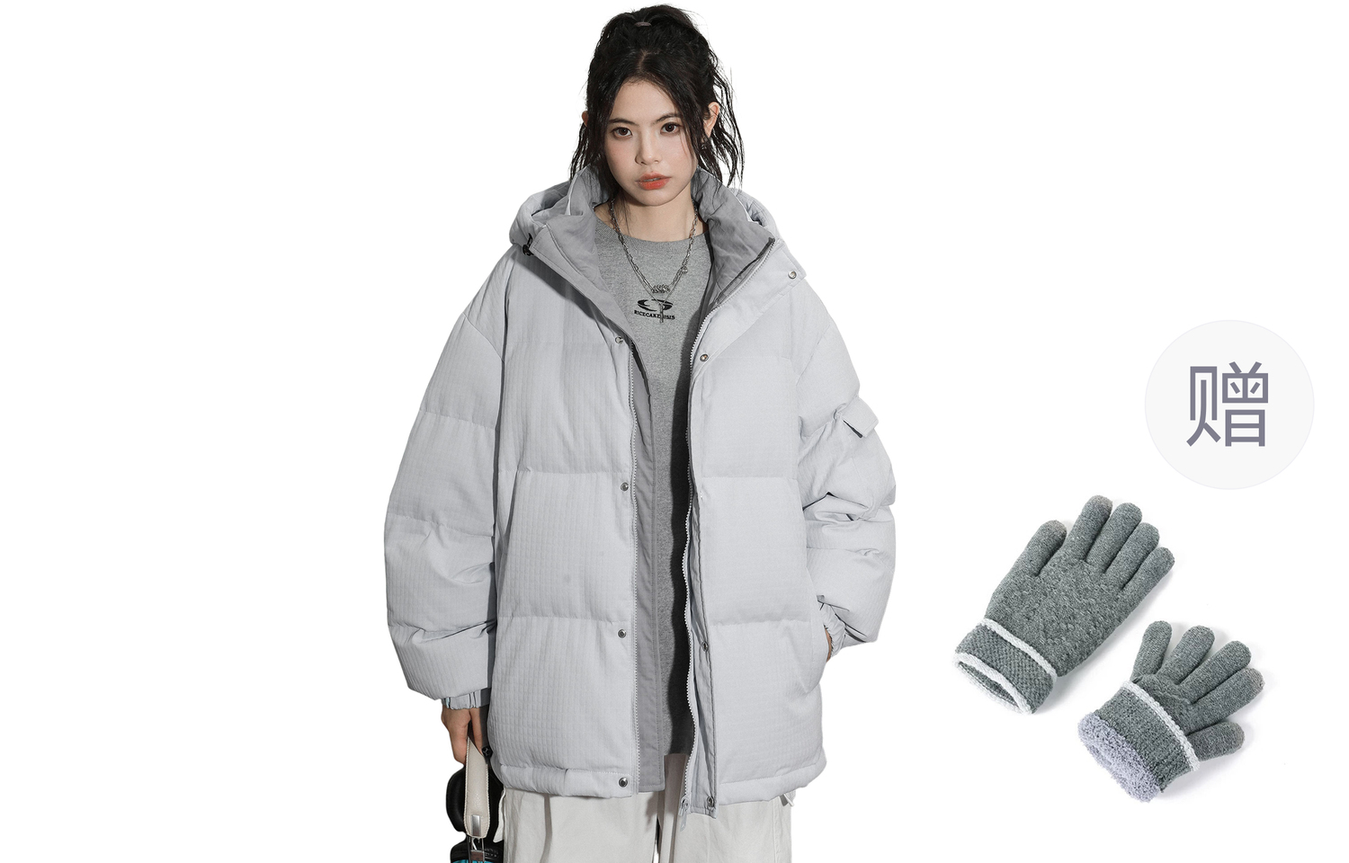 

WARRIOR Пуховик Unisex из коллекции Huichao Riding The Wind, Light Gray