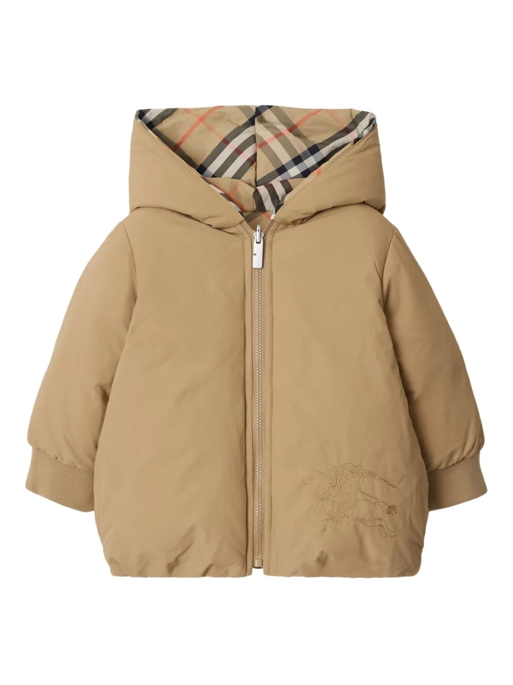 Двусторонний пуховик в клетку BURBERRY KIDS, нейтральный — фото 3