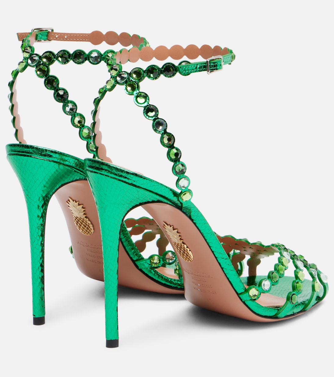 Сандалии из кожи с декором Tequila 105 Aquazzura, Bright Emerald — фото 2