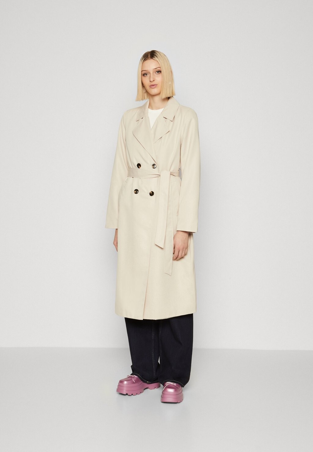 

Тренч PCSCARLETT Pieces, цвет silver gray