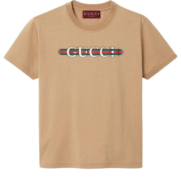 

Футболка cotton jersey t-shirt with print 'beige' Gucci, бежевый