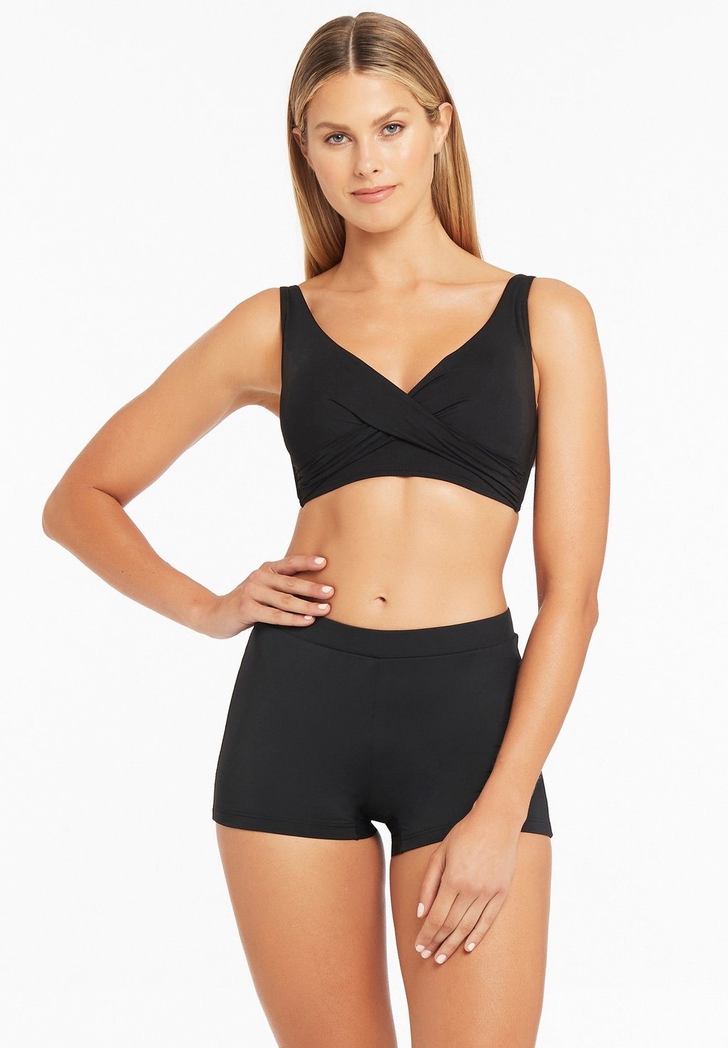 

Верх бикини ESSENTIALS CROSS FRONT MULTIFIT SEA LEVEL, черный