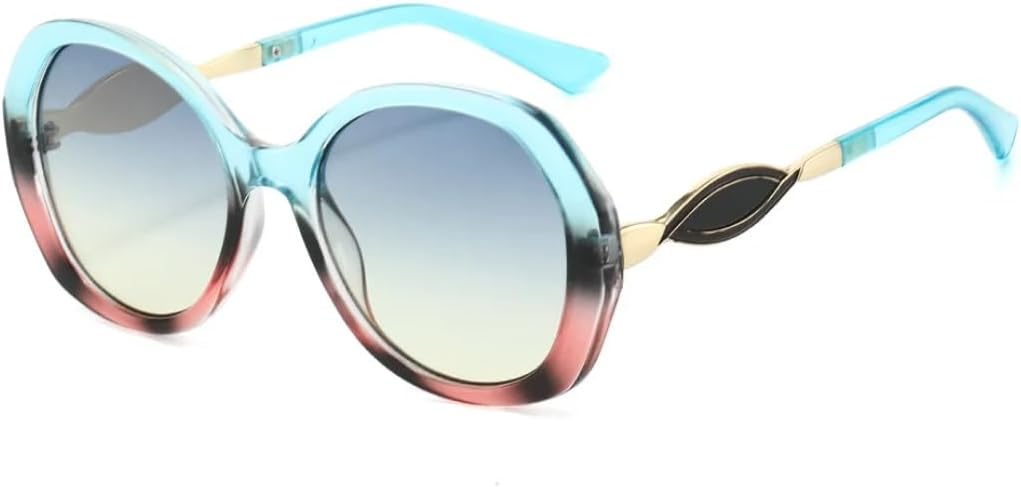 

Ретро-солнцезащитные очки овальной формы с градиентным переходом цвета для женщин, контрастная оправа нестандартной формы, модные повседневные очки для мужчин с защитой от УФ-излучения UV400 UATXTAU, Blue Grey Tea