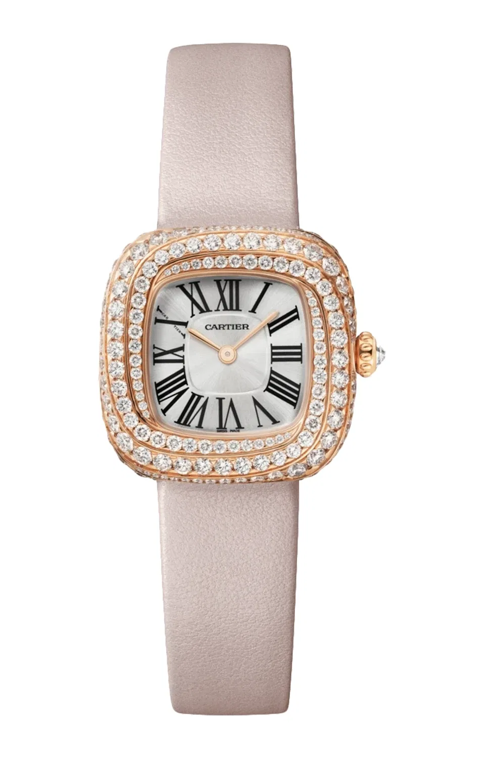 Coussin de CARTIER, малая модель, кварц, розовое золото, бриллианты - WJCS0004, золотой