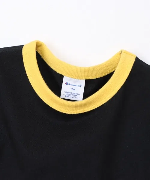 Детская футболка Champion RINGER SHORT SLEEVE светло-жёлтого цвета — фото 2