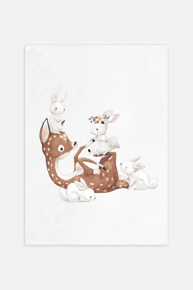 

Плакат с оленями и кроликами Postery, 30x40 см, коричневый