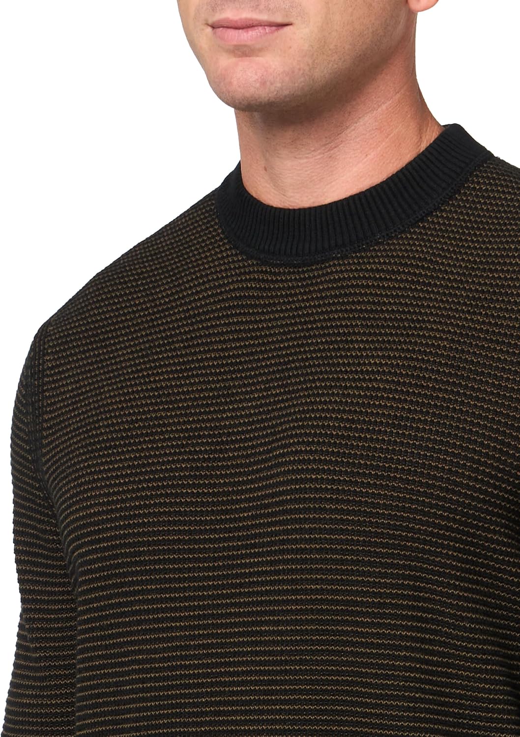 BOSS мужской двухцветный свитер из смесового хлопка, Black Olive — фото 3
