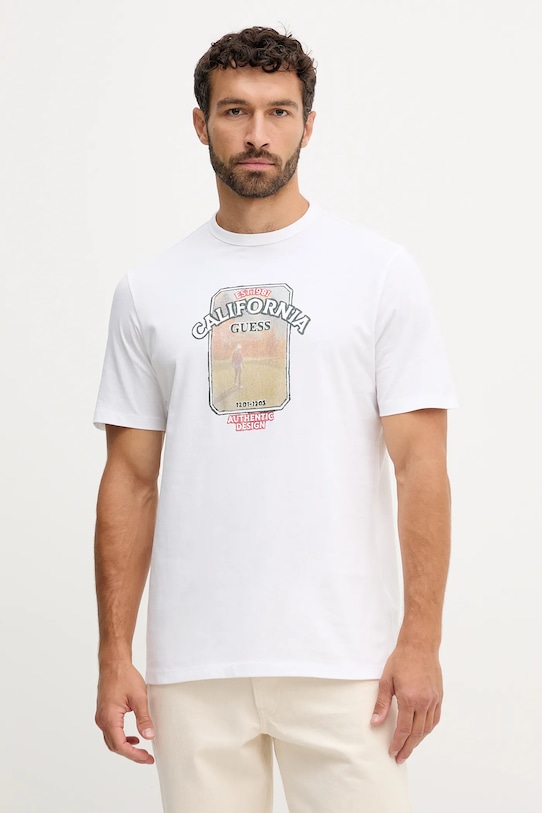 

Хлопковая футболка PANORAMA Guess, белый