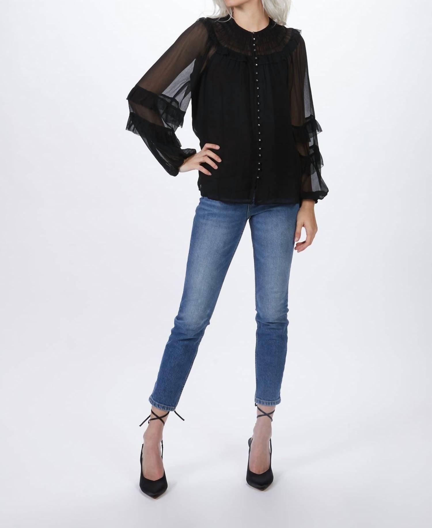 

Рубашка Renaissance Smocked черного цвета The Kooples