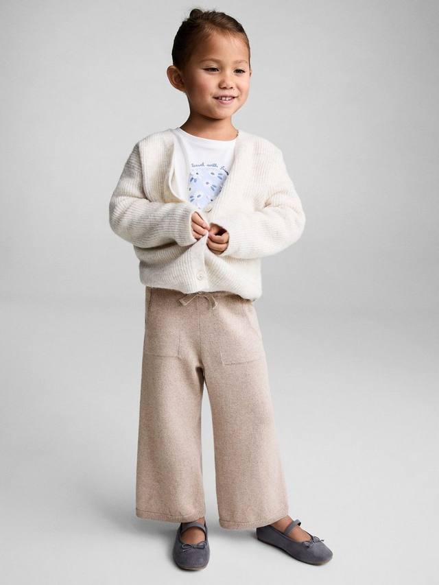 Детские широкие брюки тонкой вязки Mango, цвет Pastel Brown — фото 2
