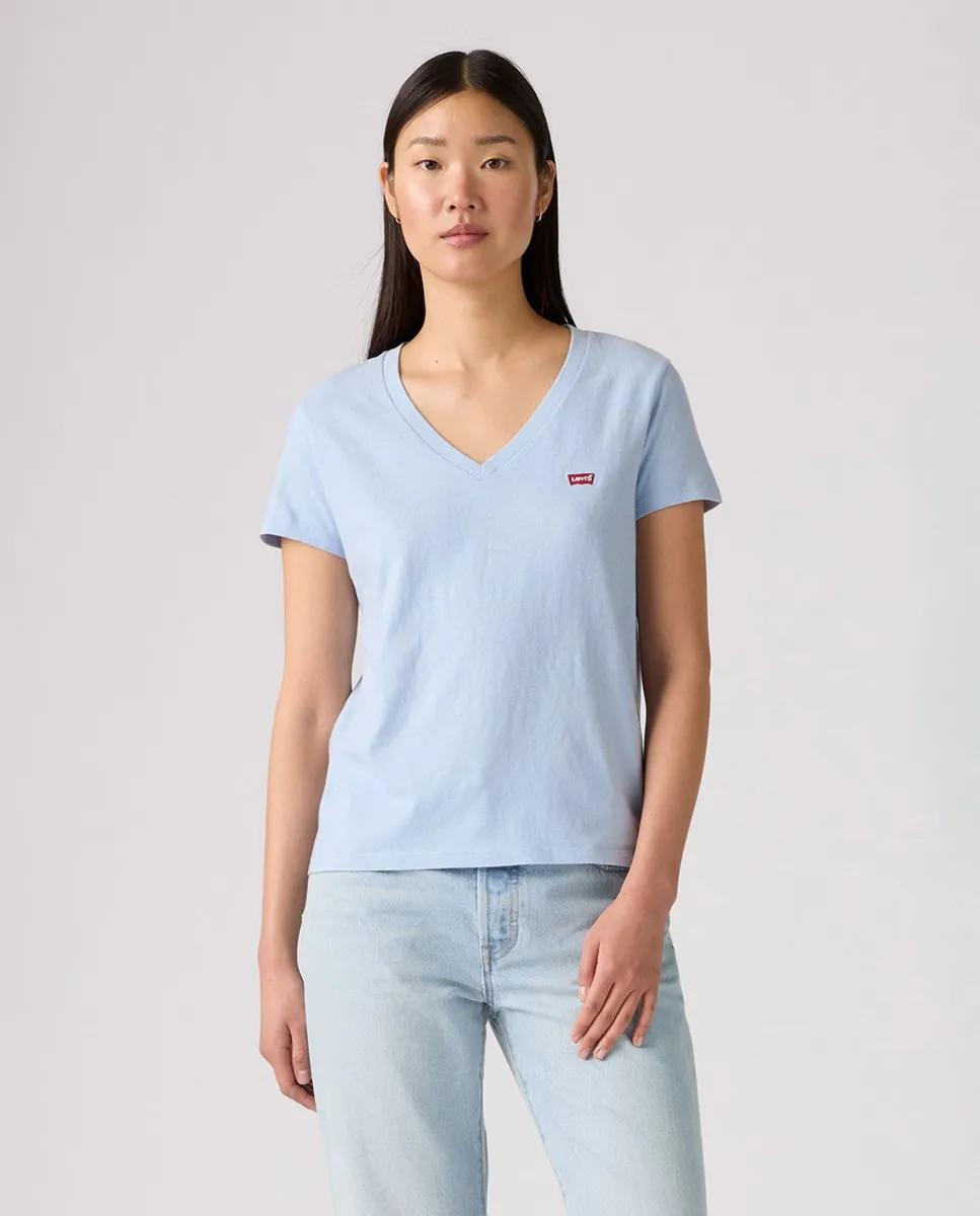 

Женская футболка с коротким рукавом и V-образным вырезом Levi's, синий