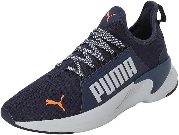 Мужские беговые кроссовки PUMA Softride Premier Slip On с широкой колодкой, Navy Platinum Gray Ultra Orange