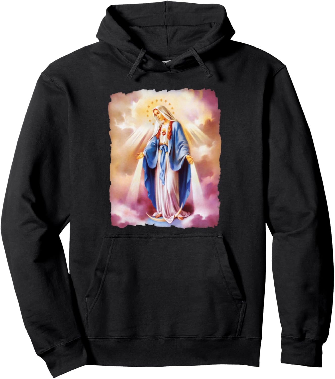 

Толстовка с изображением Богоматери Марии Salve Regina Catholic Hoodie Mj Sacred Art, черный