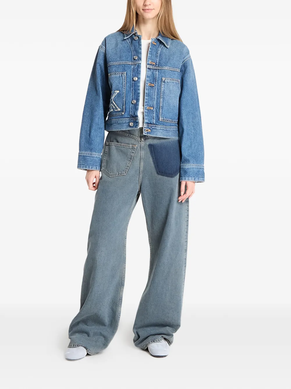 Джинсовая куртка в стиле рабочей одежды с нашивкой-логотипом Calvin Klein, синий — фото 2