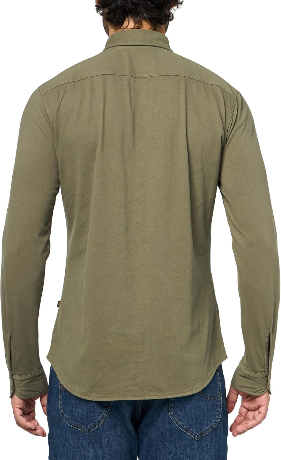 BOSS мужская рубашка на пуговицах, окрашенная в стиле garment dyed, из джерси, Kalamata Green — фото 2