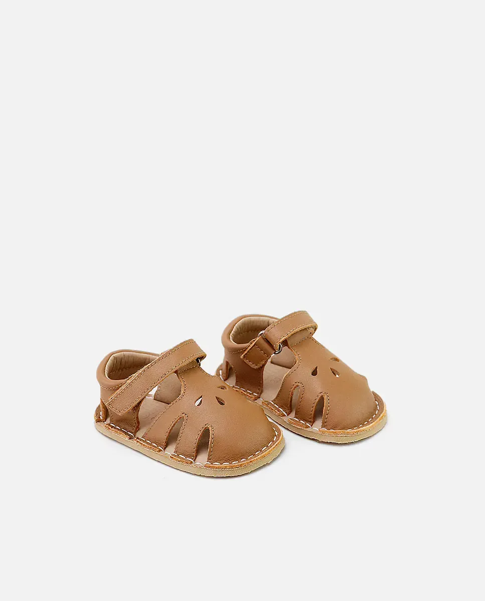 Унисекс открытые сандалии из кожи с застежкой-липучкой Eli 1957, Camel — фото 3