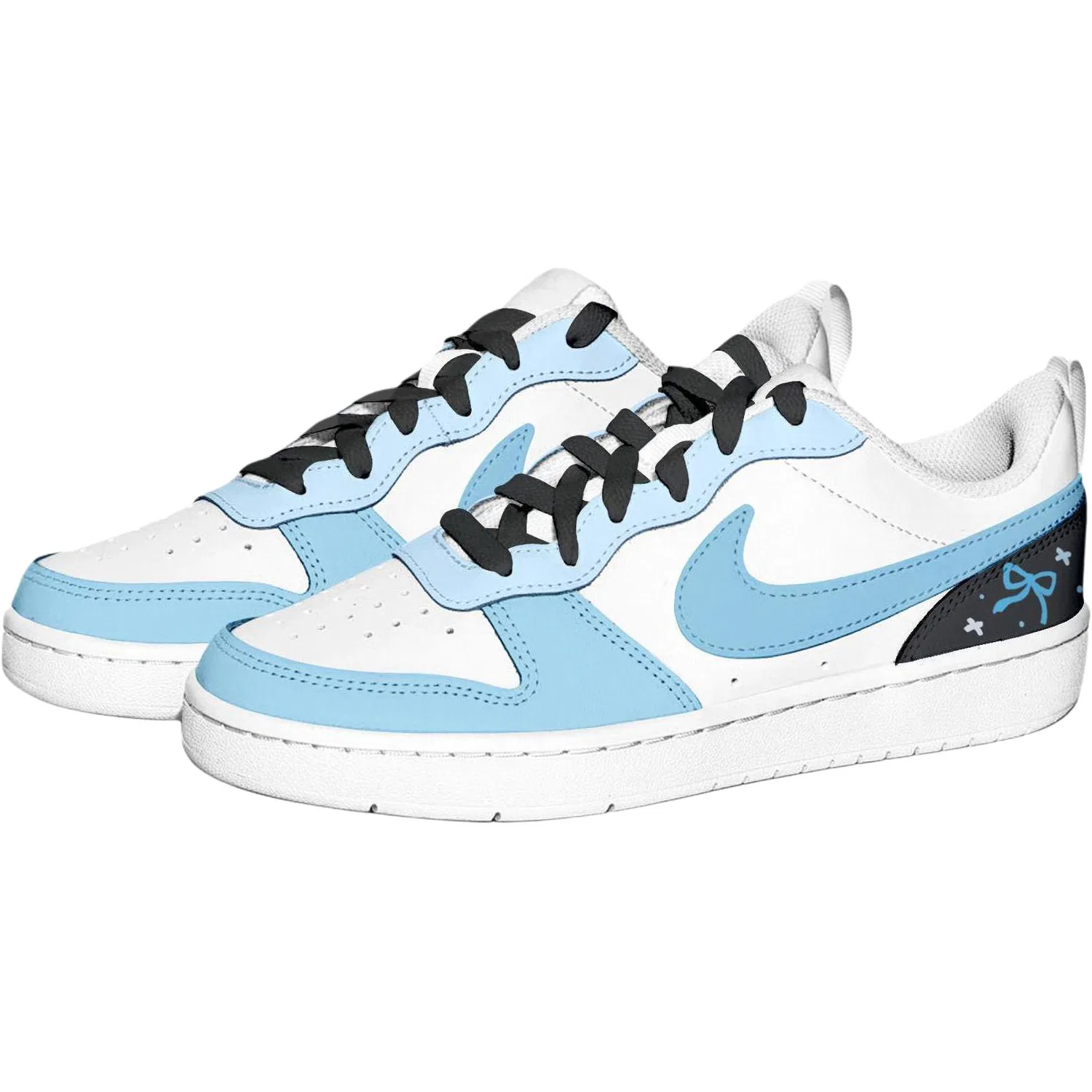 Кроссовки для скейтбординга Court Borough Leather Cushioning Abrasion Resistant Breathable Low top Kids' Skateboarding Shoes Blue Teenagers Nike — фото 4