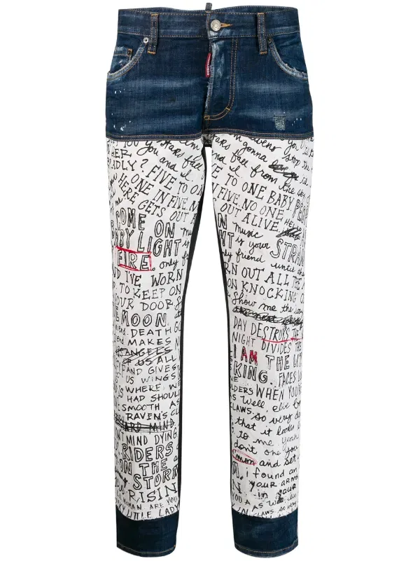 Джинсы с отпечатком рукописного текста Dsquared2, синий