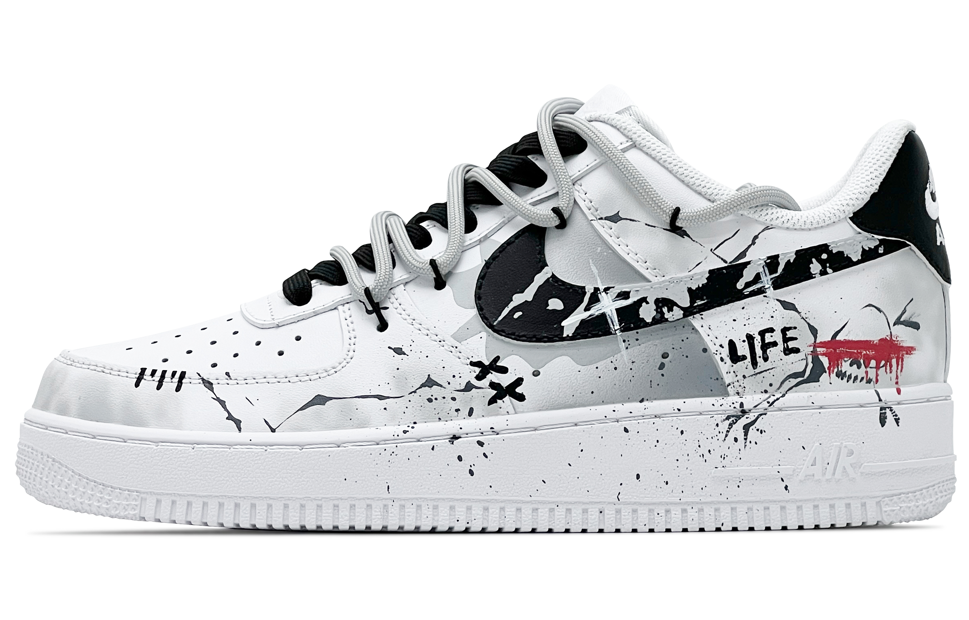 

Nike Кроссовки Air Force 1 для скейтбординга, износостойкие, низкие, мужские, черные, белые, серые